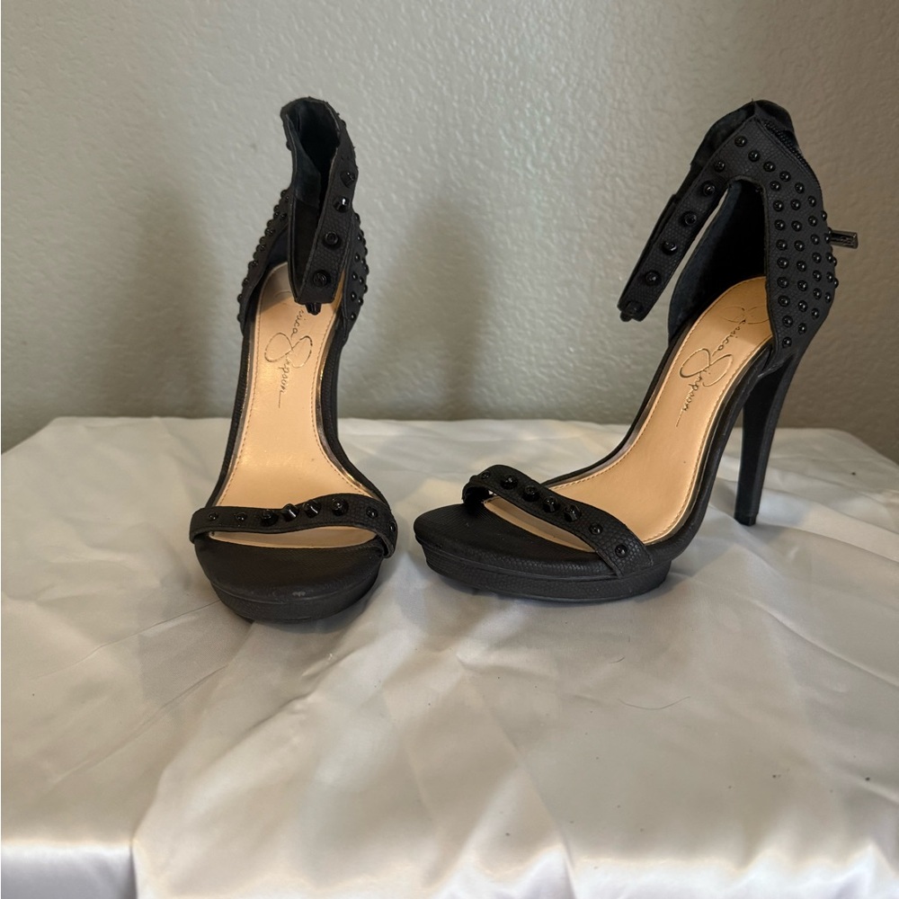 Elegant Black Studded High Heels